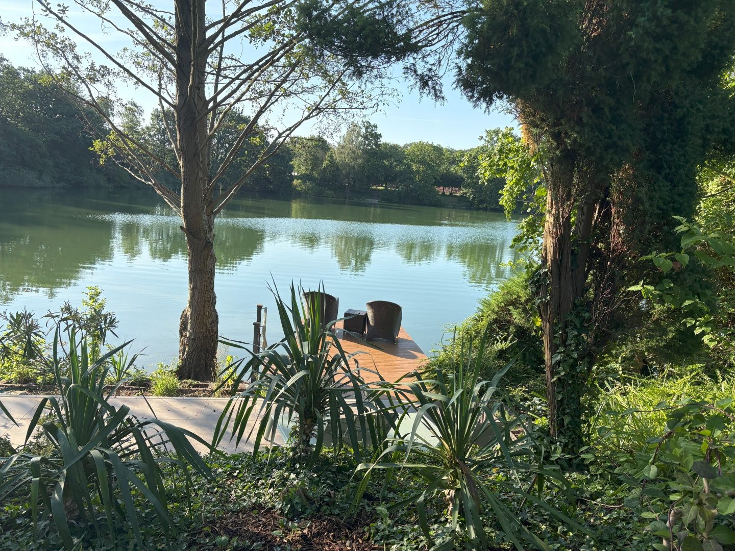 Blick vom Garten des Lake House Ternsche auf den Ternscher See